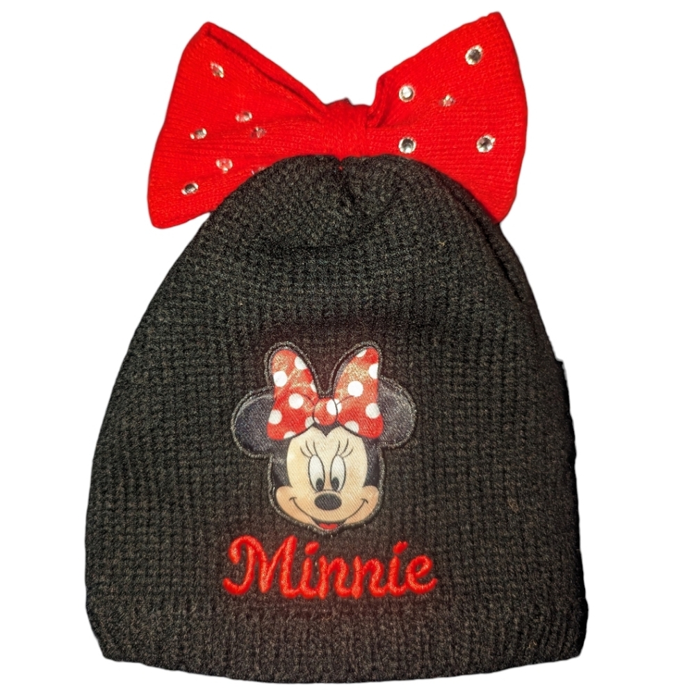 DISNEY Collector's MINNIE MOUSE Travel Hat, Sparkling Bling Rhinestones Red Bow